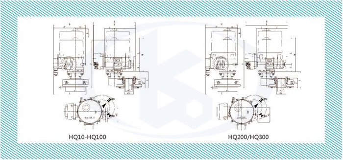 HQ角行程電動(dòng)執(zhí)行器外形尺寸圖
